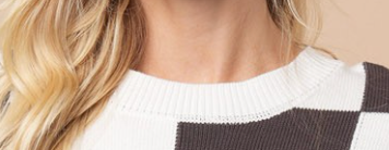 Sleeveless Checkered Knit Sweater B&W