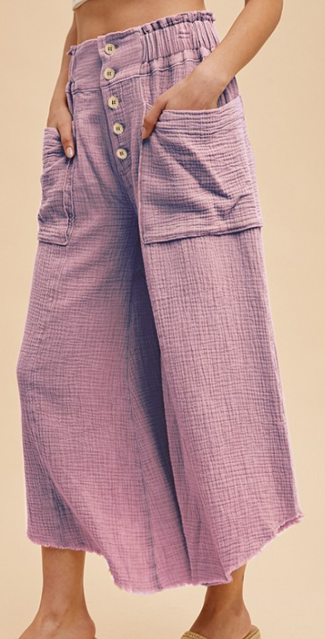 Mineral Wash Fray Boho Pant VINTAGE VIOLET