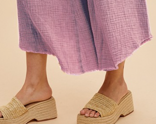 Mineral Wash Fray Boho Pant VINTAGE VIOLET