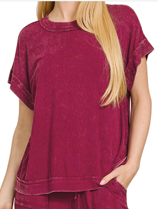 Acid Wash Ribbed Set CABERNET 29"
