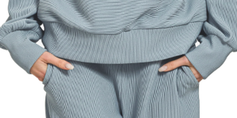 Ribbed 1/4 Zip Pullover & Pant Set 28" BLUE