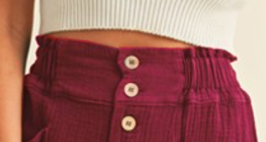 Mineral Wash Fray Boho Pant BURGUNDY