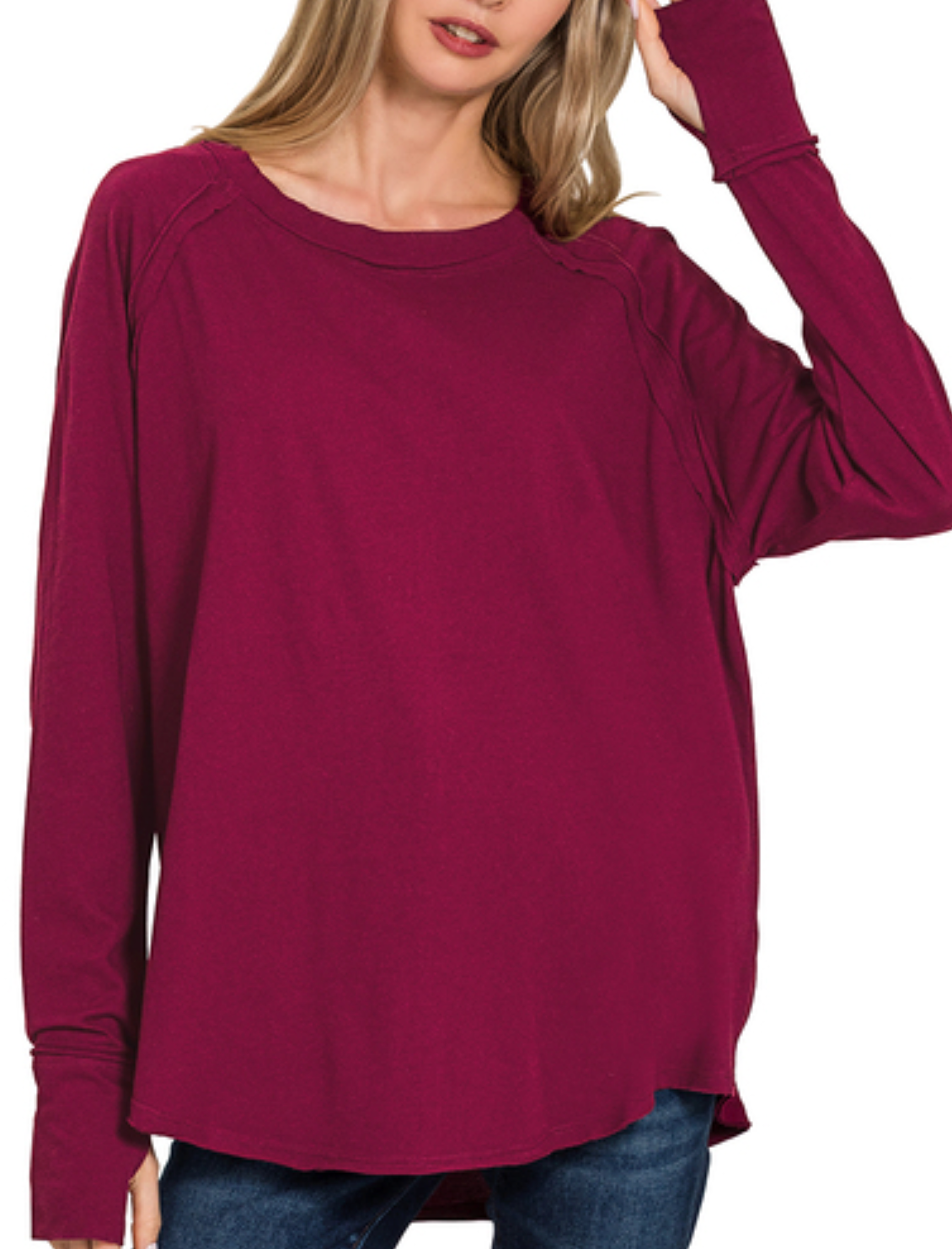 Raglan Sleeve Thumbhole CABERNET