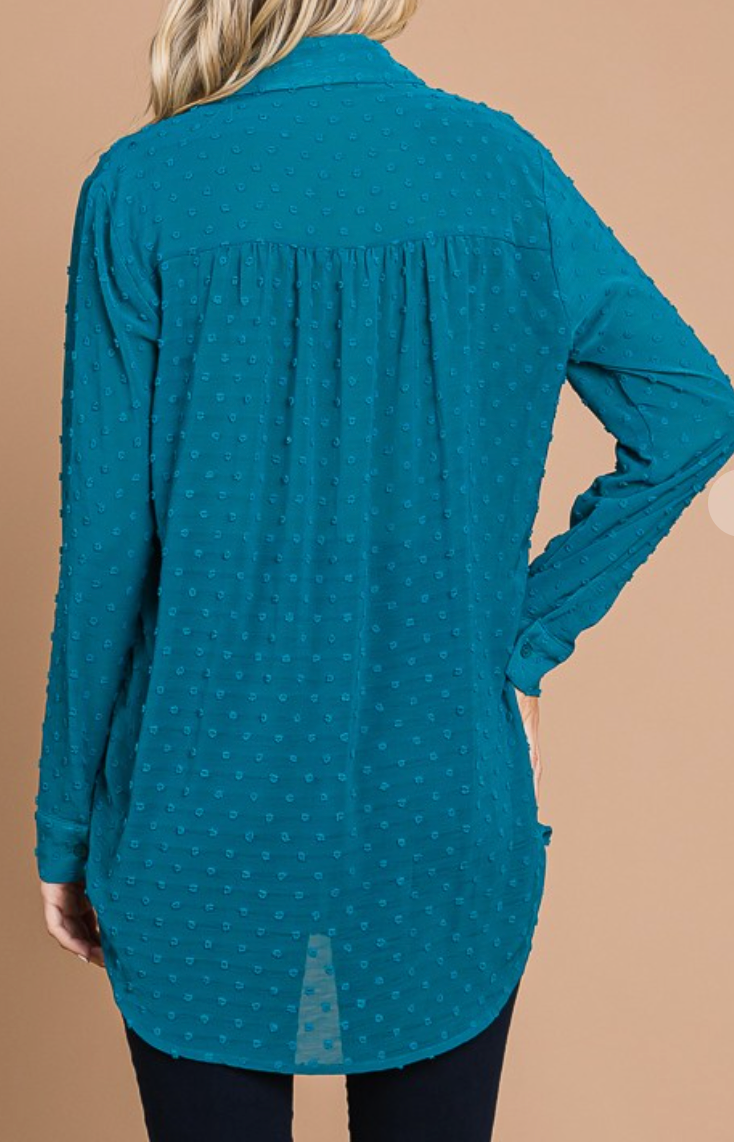 PS Oversized Swiss Dot Blouse TEAL