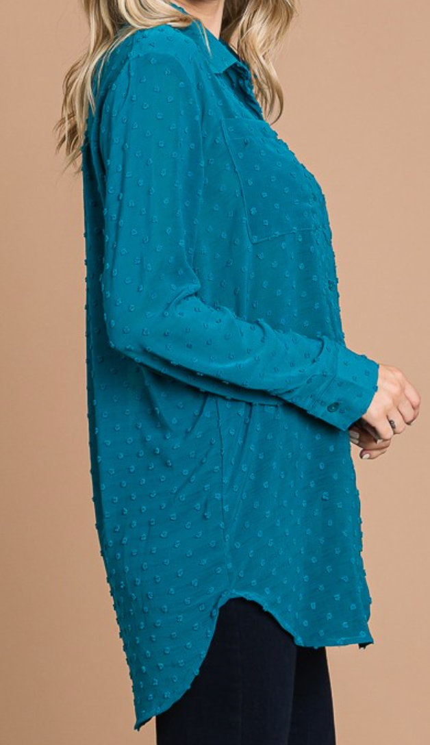 PS Oversized Swiss Dot Blouse TEAL