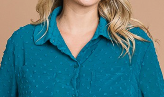 PS Oversized Swiss Dot Blouse TEAL