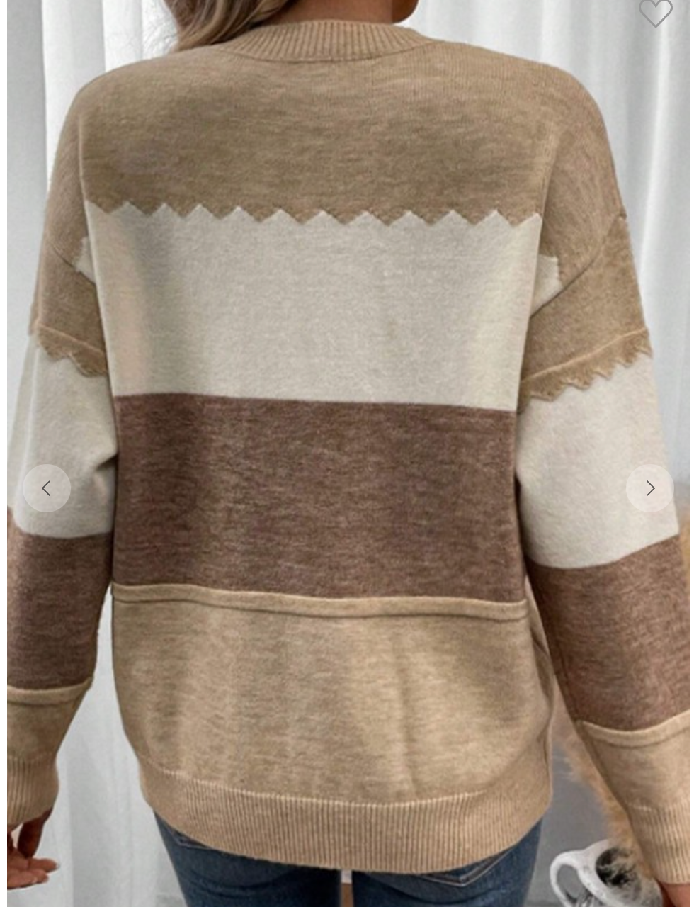 Colorblock Crew Neck Sweater KHAKI