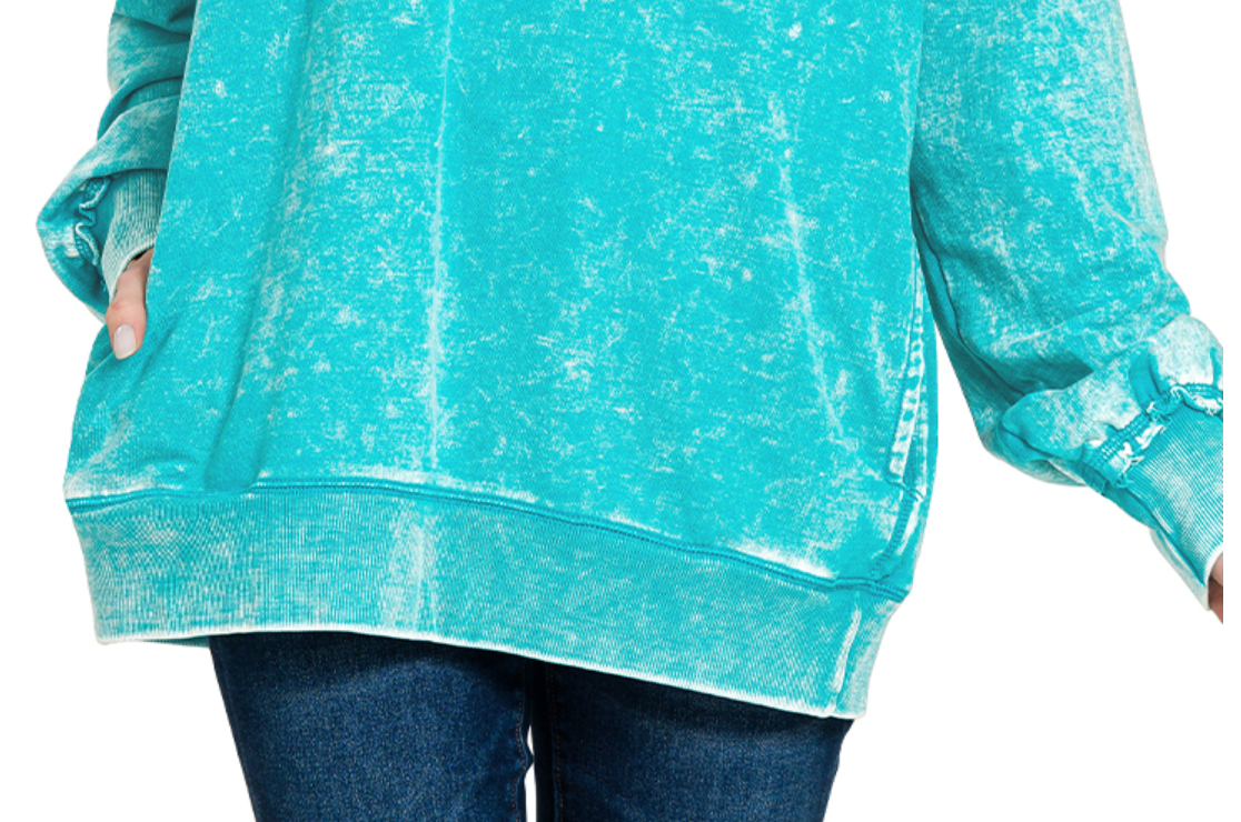 F/Terry Acid Wash Pocket TEAL