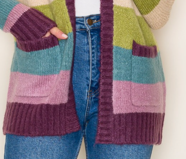 Color Block Sweater Cardi MULTI