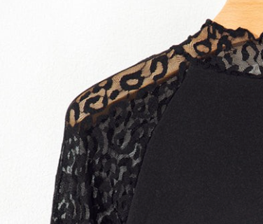 Leopard Mesh Long Sleeve BLACK
