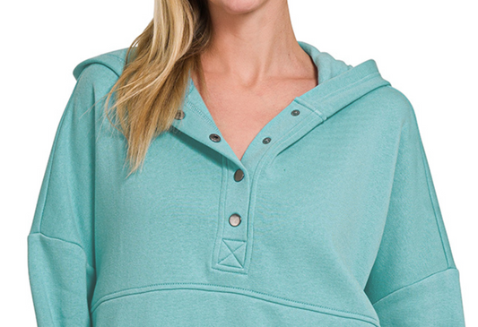Fleece 1/2 Snap Hooded Sweatshirt BAHAMA