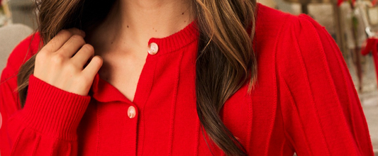 Luxe Crew Neck Cardi Sweater RED