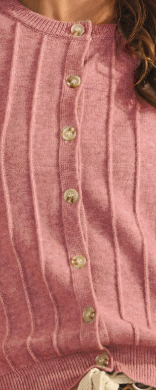 Luxe Crew Neck Cardi Sweater BLUSH