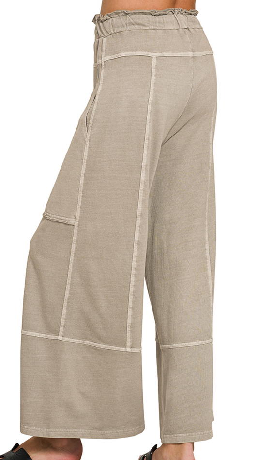 Pocketed Wide Leg Palazzo 25" MOCHA