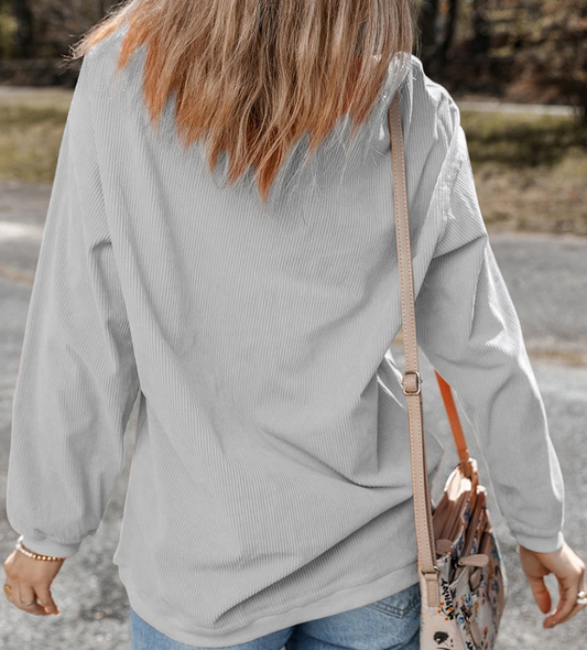 Rib Corduroy Oversized Sweatshirt GRAY