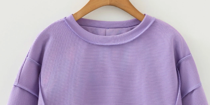 Ribbed Exposed Seam Pullover LAVENDER