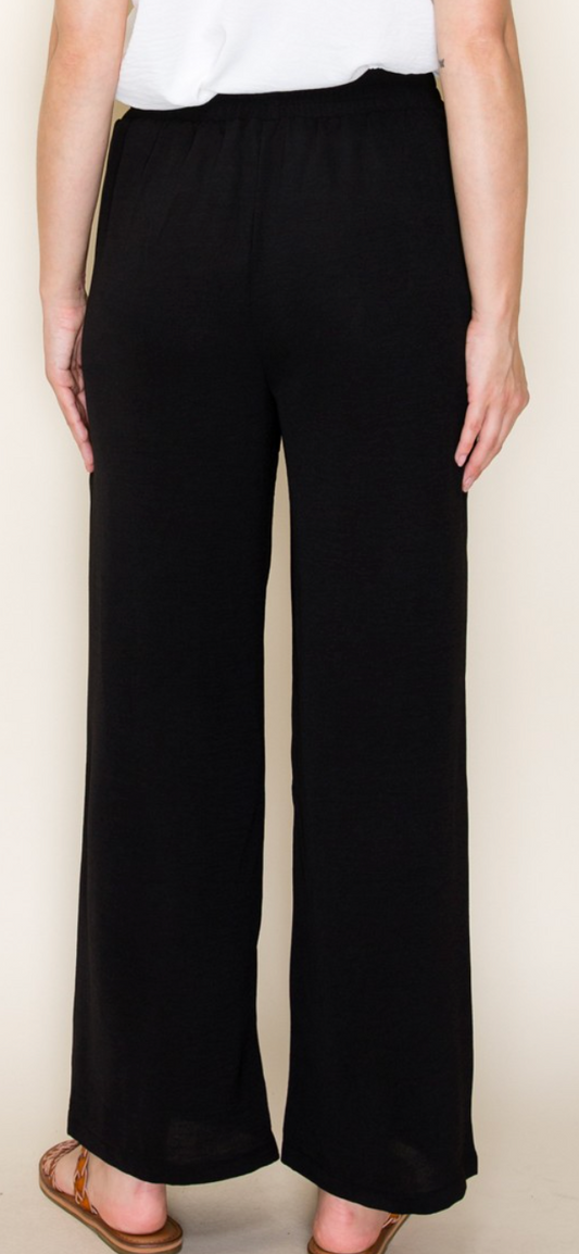 Pocketed Wide Leg Pants BLACK 29"