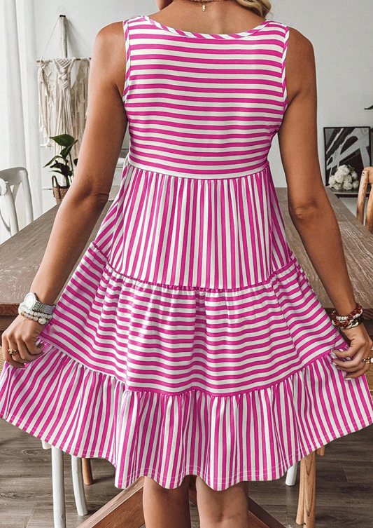 Free Spirit Stripe Dress FUCHSIA