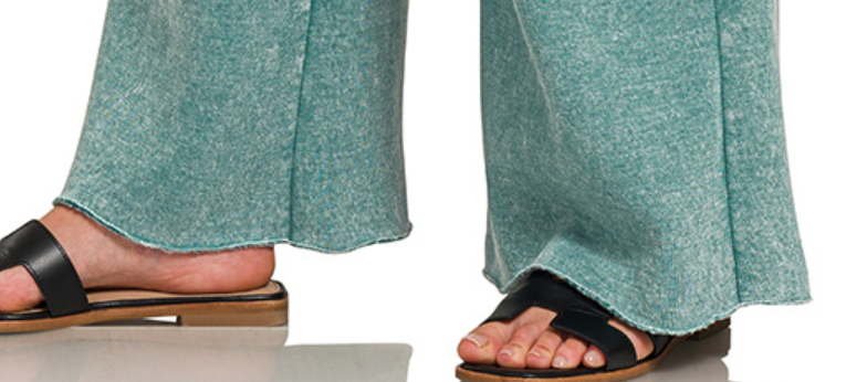 Acid Wash Palazzo Pants 30" TEAL
