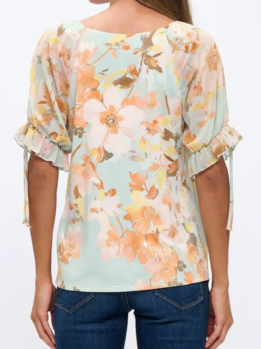 Spring Garden Tie Blouse PEACH