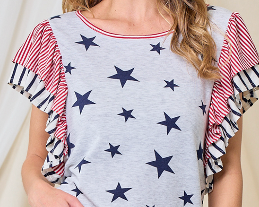 Star Spangled Sweetheart Top GRAY
