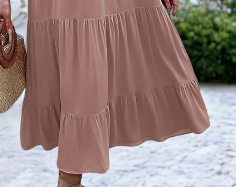 Savannah Tiered Midi Dress ROSE