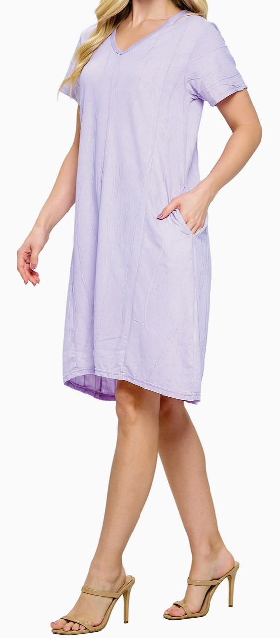 Easy Breezy Textured Dress LAVENDER
