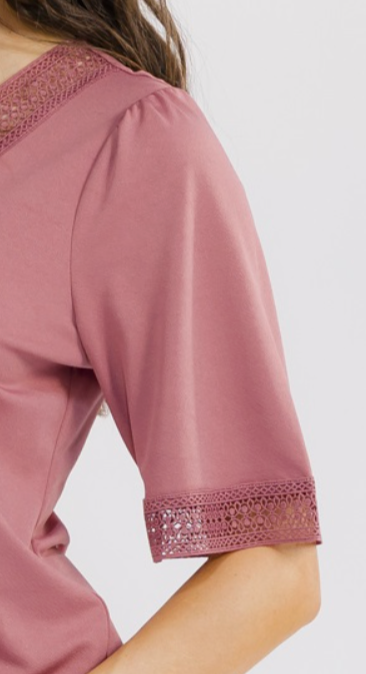 Delicate Touch Lace Detail Top ROSE