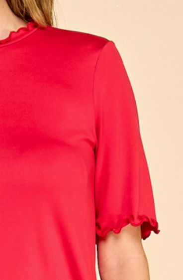 Timeless Charm Ruffle Top RED