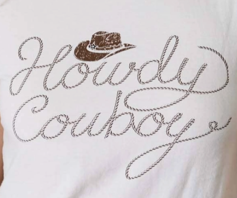 Howdy Cowboy Baby Tee WHITE