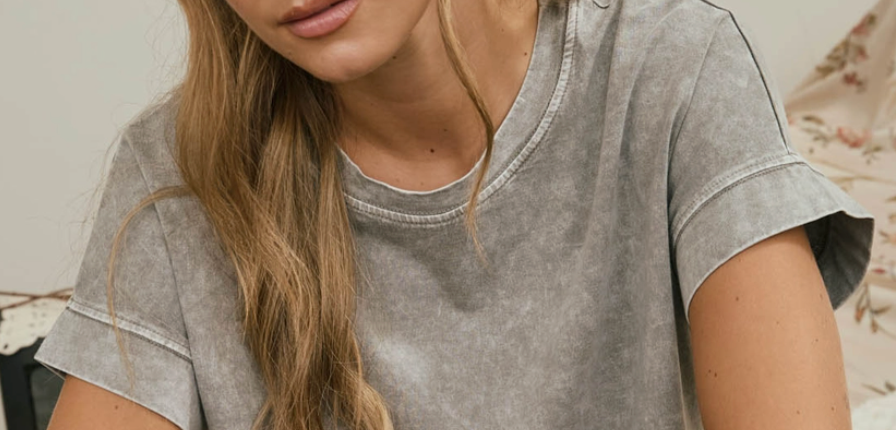 Vintage Wash Boxy Tee STONE