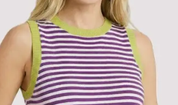 Fresh Contrast Striped Tank GRAPEVINE