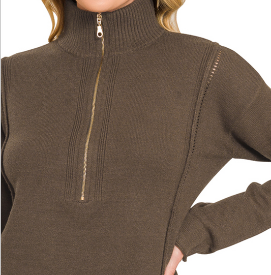 Cozy & Collected Half Zip ESPRESSO