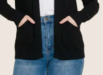Essential Pocketed Cardigan BLACK