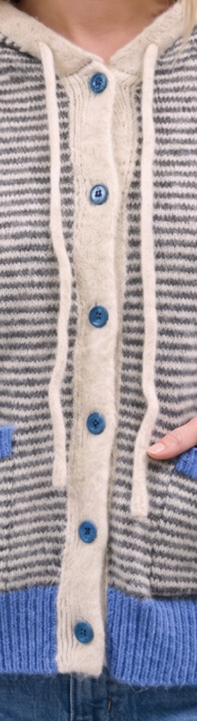 Blue Skies Striped Hoodie Cardigan