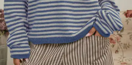 Lennox Stripe Henley BLUE