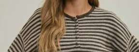 Lennox Stripe Henley CHOCOLATE