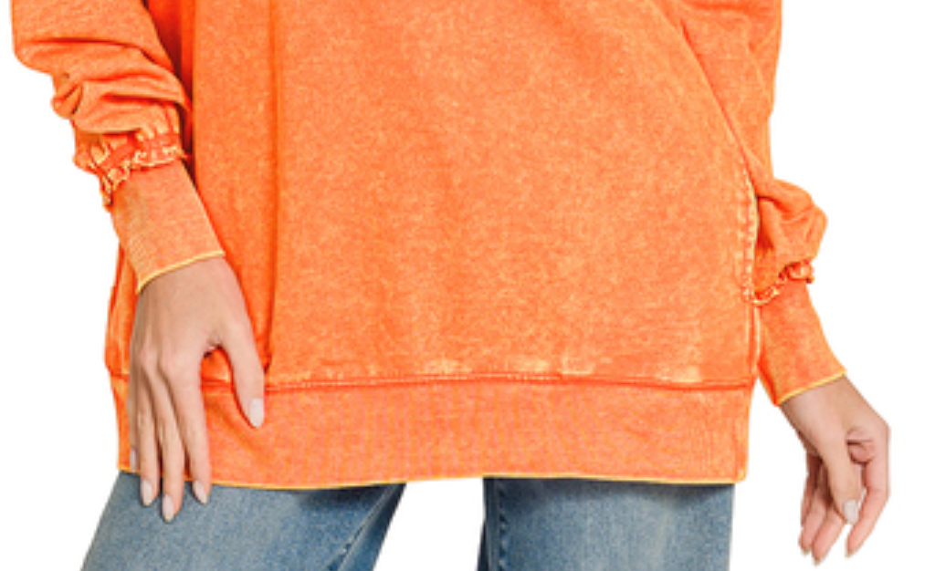 F/Terry Acid Wash Pocket ORANGE