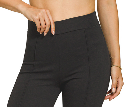 Elastic PinTuck Pants 27.5" BLACK