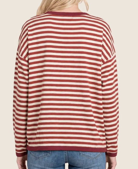Autumn Stripe Henley RUST