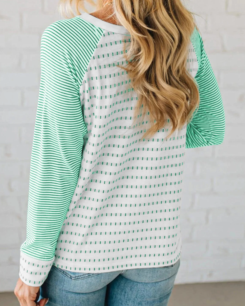 Mixed Texture Raglan Tee GREEN