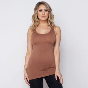 Reversible V or U Neckline Seamless Tank MOCHA