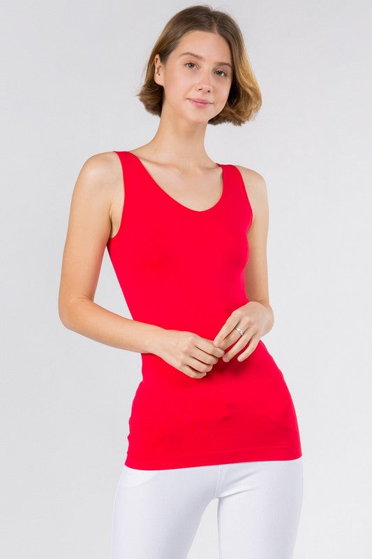 Reversible V or U Neckline Seamless Tank RED