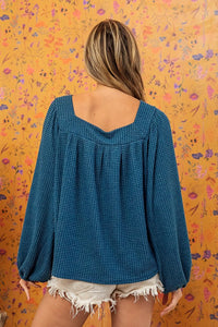 Waffle Square Shirred TEAL