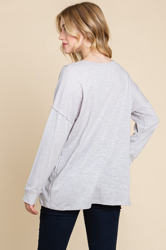 Top Stitch Button Henly GRAY