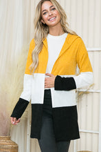 Load image into Gallery viewer, Color Block Hooded Cardigan MUSTARD
