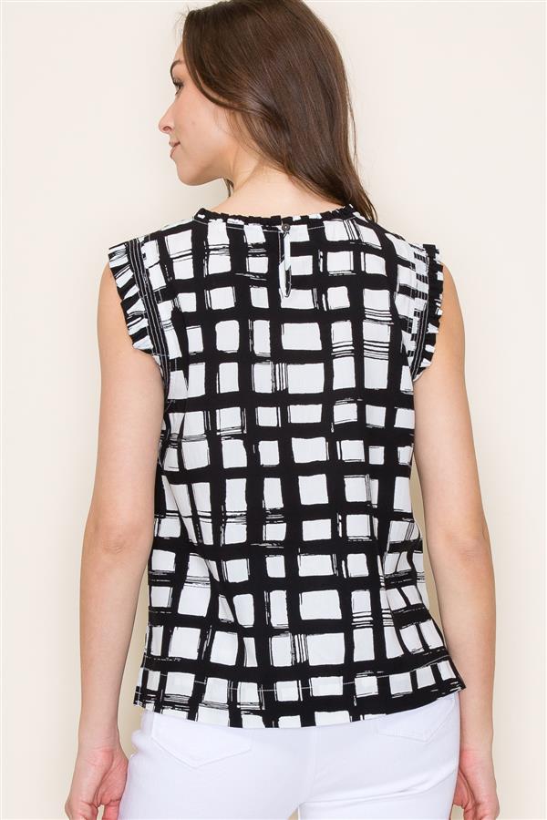 Gail Geo Print Sleeveless B&W