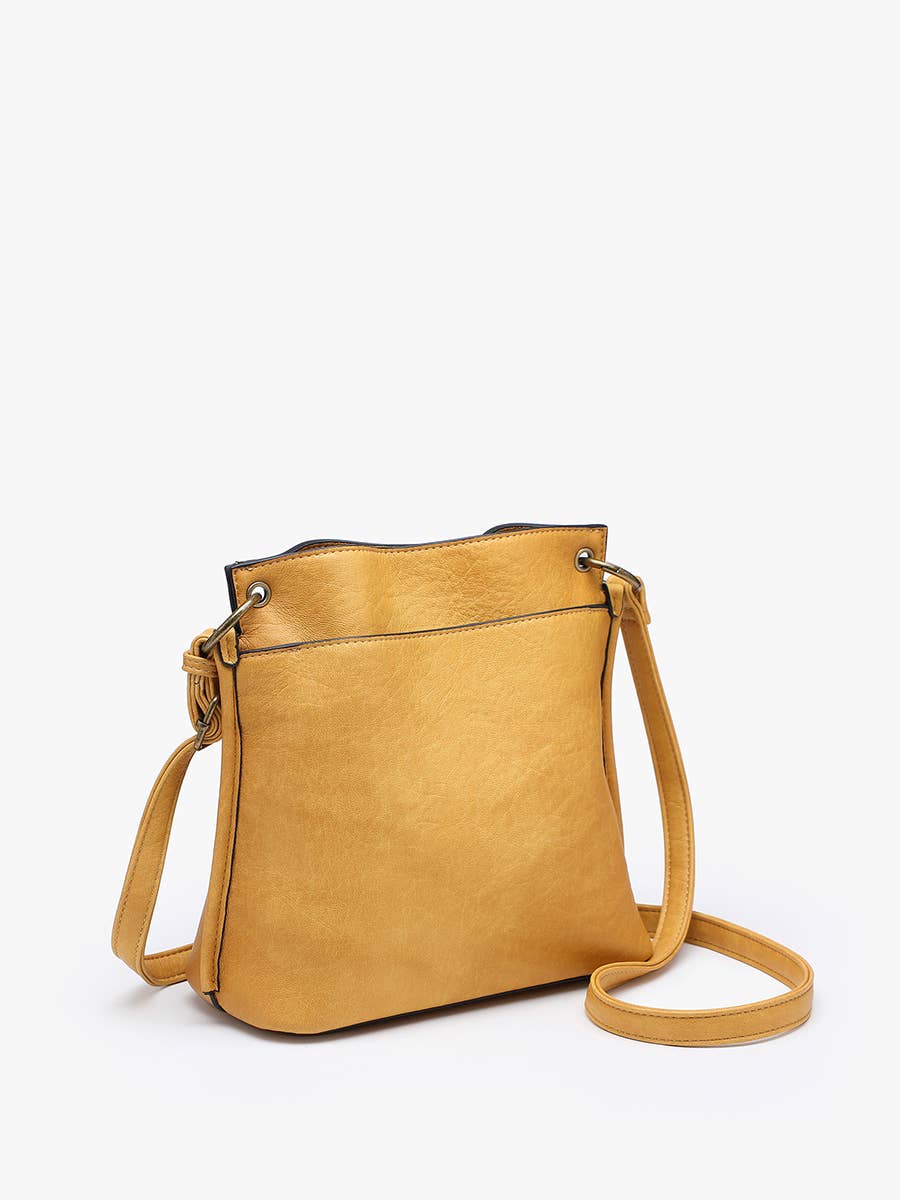 Sutton Distressed 3 Compartment Crossbody Mustard