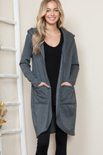 Load image into Gallery viewer, Brushed Hooded Cardigan CHARCOAL
