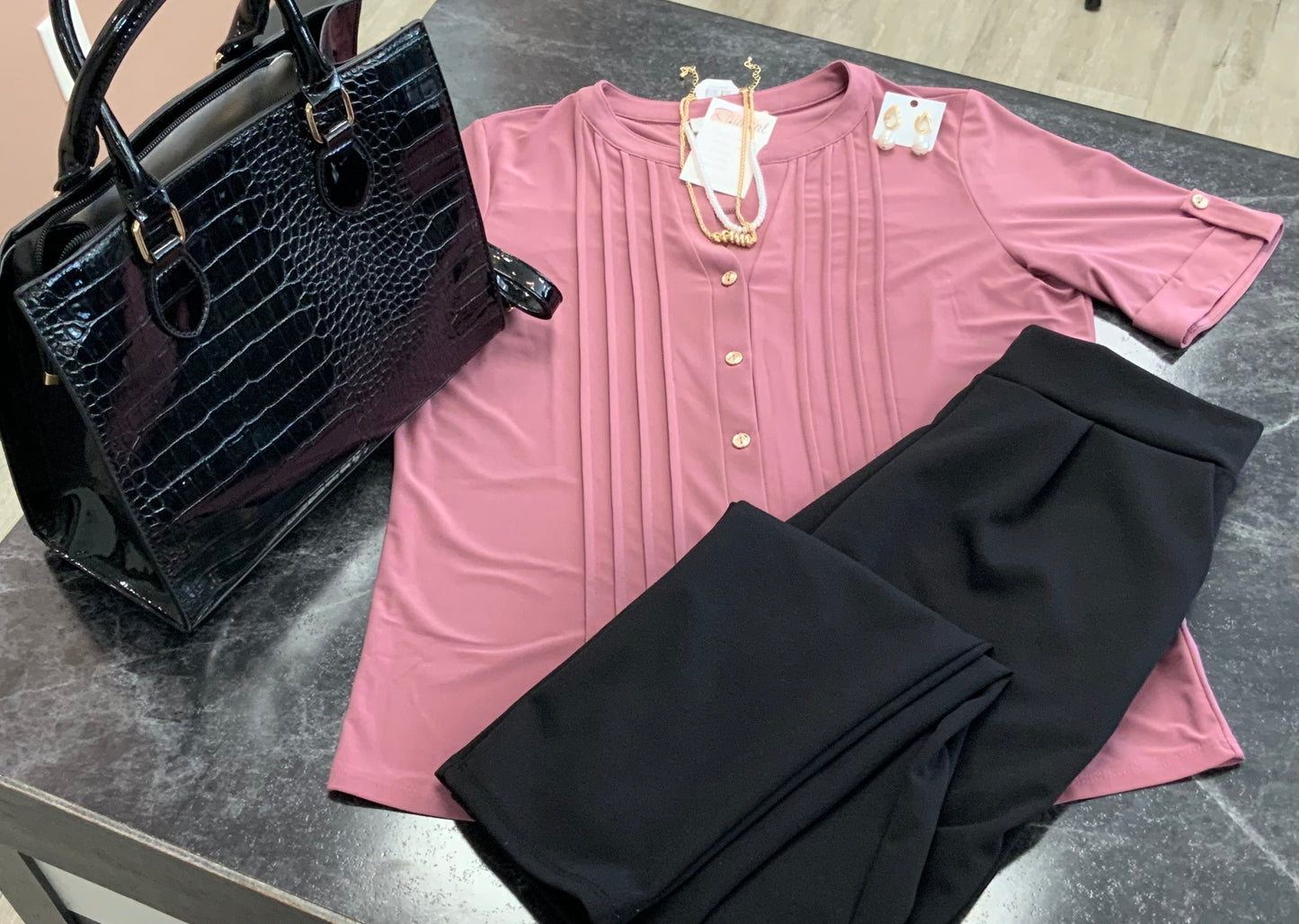 Full Placket Pleat Blouse WISTERIA